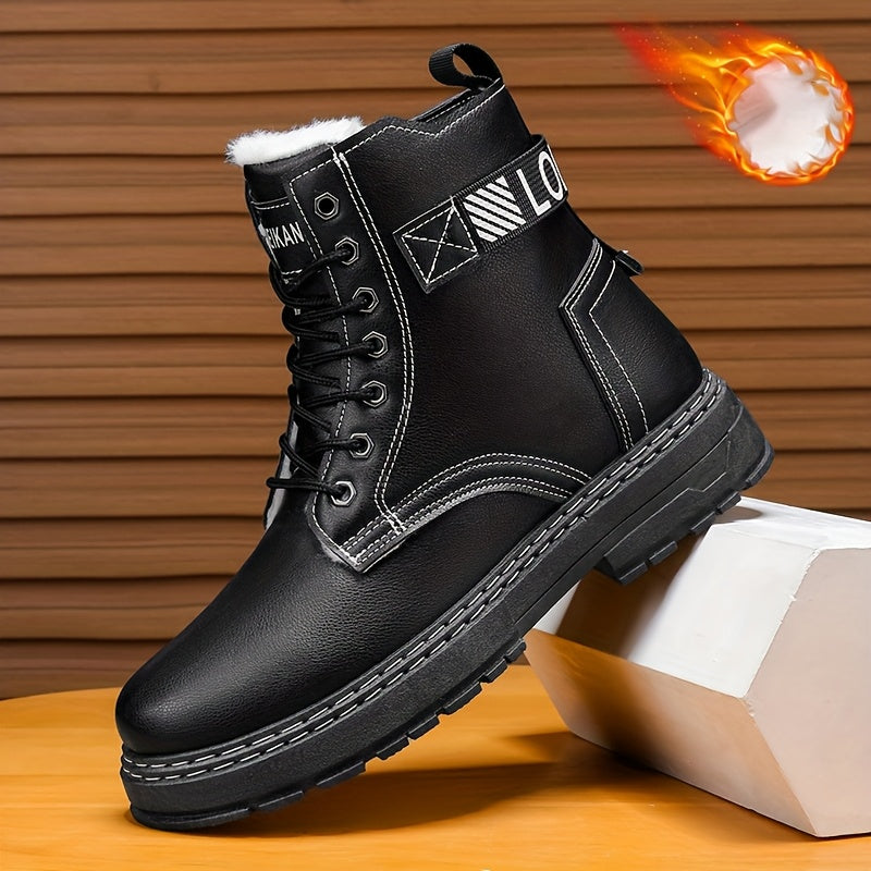 Men'S Insulated And Thickened Winter Snow Boots on, Perfect for Outdoor Camping, Fishing, And Hunting.