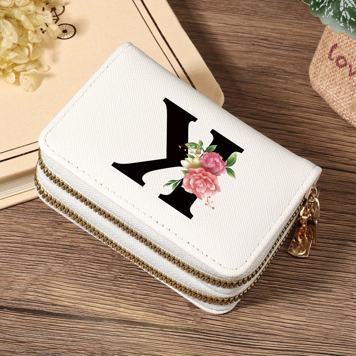 Women's Lightweight Wallet - Compact Zipper Purse with Multiple Card Slots & Coin Pocket, Elegant Monogram Initials, Secure Closure for Everyday, Travel, Gift - Women's Credit Card Organizer, Everyday Carry Purse, Stylish Ini