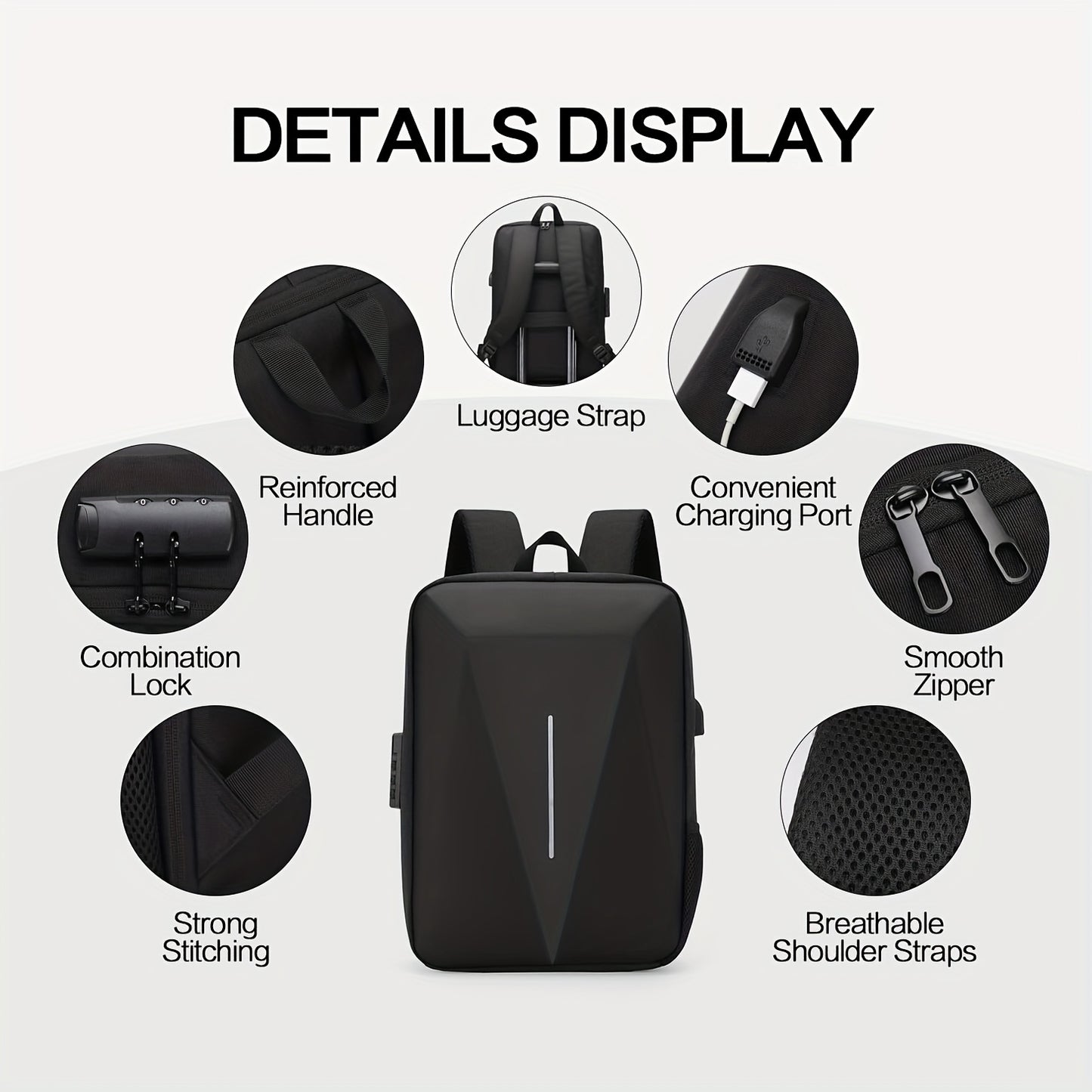 Durable Build, Business Style Laptop Backpack with Anti-Theft Design, Adjustable Shoulder Straps, Multiple Compartments, Zipper Closure PVC Lining - Black, Secure Laptop Storage Sleek Backpack Design Sturdy Zipper Closu