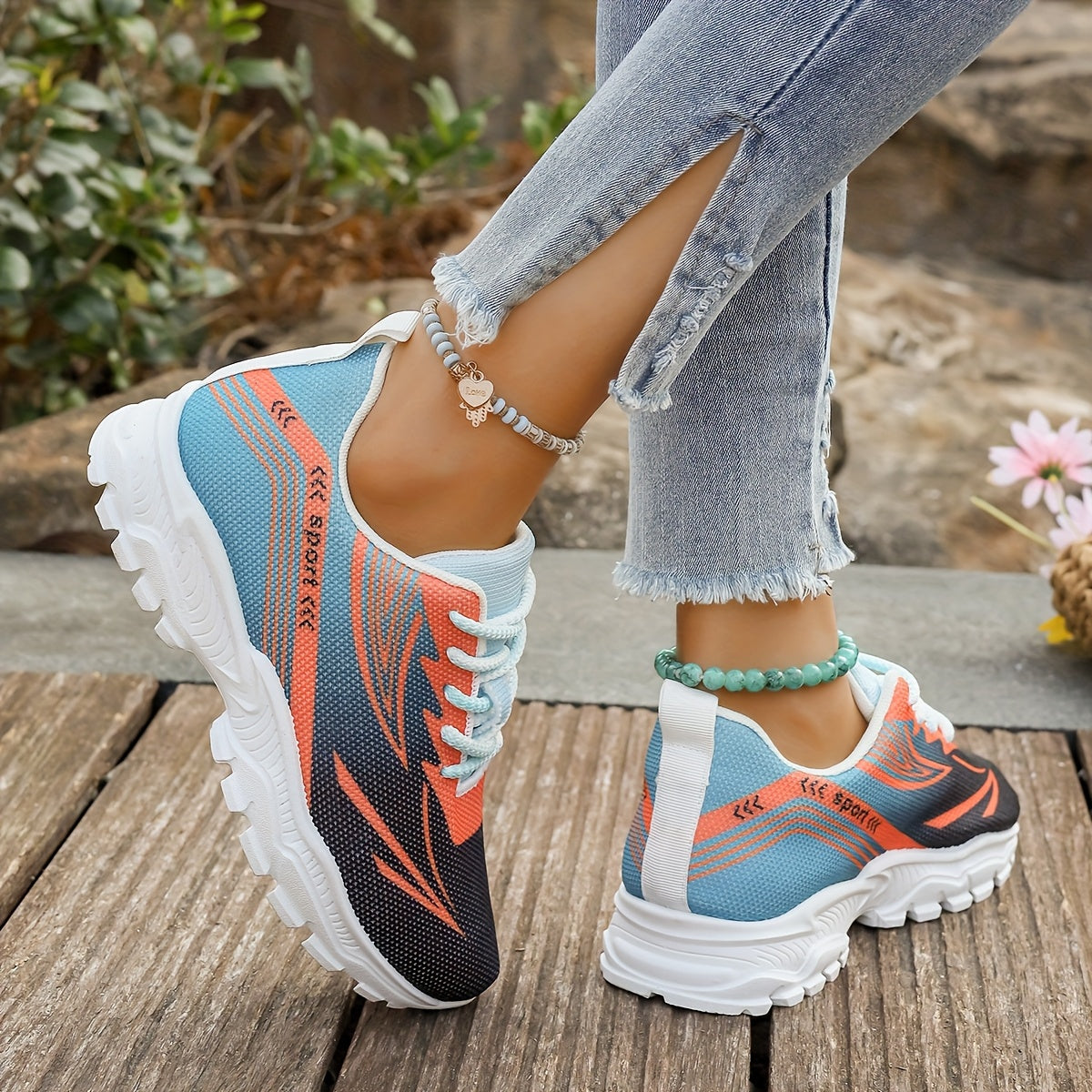 Women'S Breathable Lightweight Walking Shoes - Neon Green Black Striped Design, Lace-Up Sneakers with EVA Cushioned Sole for All-Season Comfort, Casual Outdoor Footwear, Ladies Sneakers, Modern Striped Design, Synthetic Fau