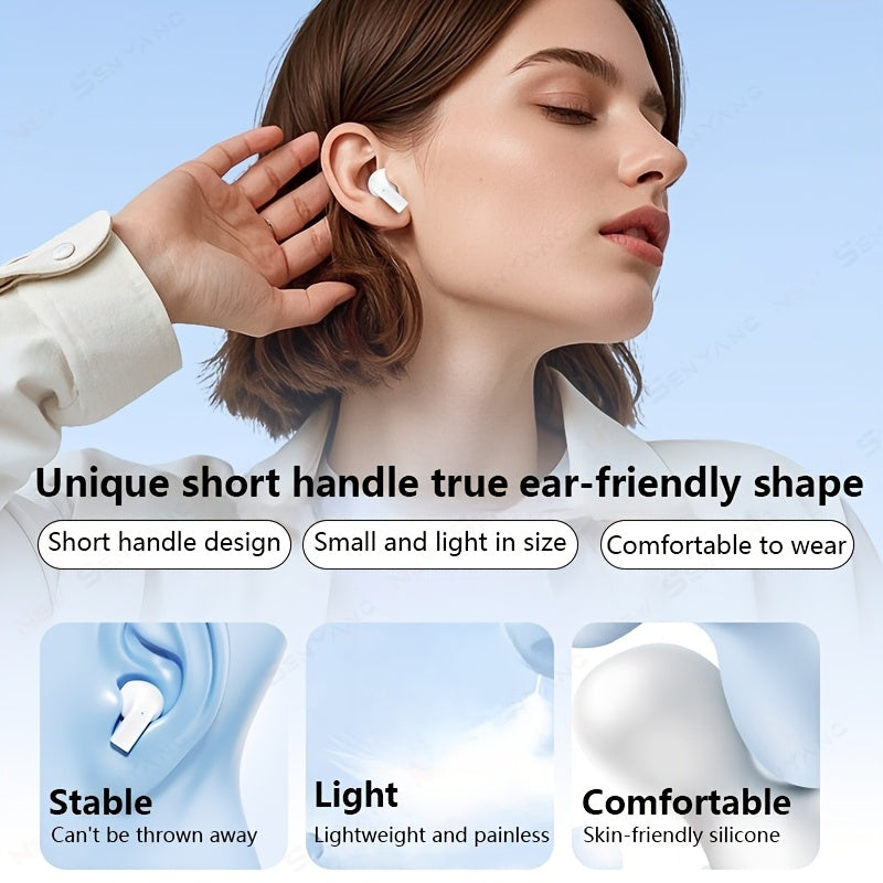 2025 New Style True Wireless in-ear sports music headset mini Earbuds TWS HIFI bass Stereo HD calling Stereo Earphones for Android for iPhone Cellphone gaming Earpieces smart couples headphones, New Senyang