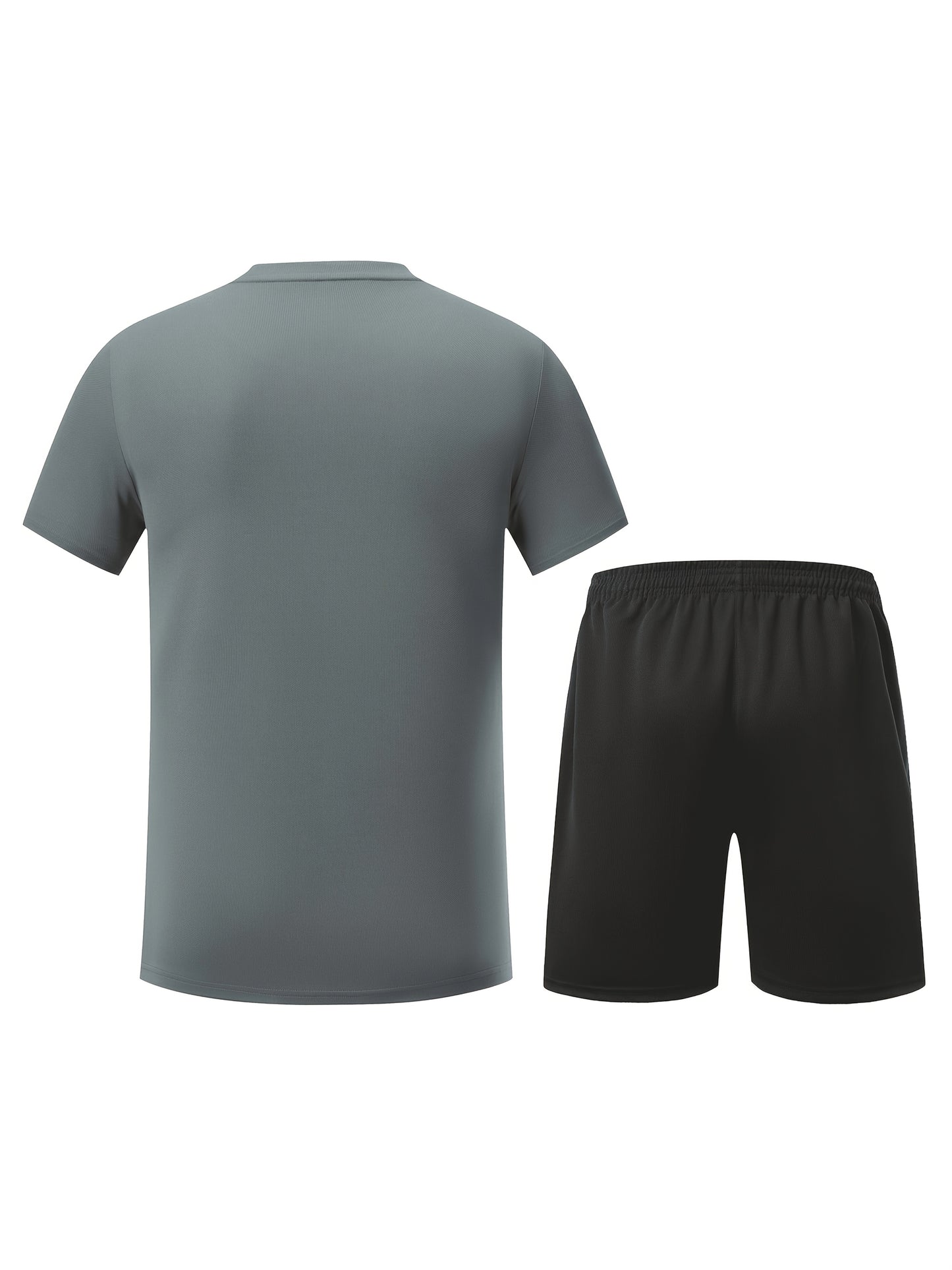 2pcs Men's Running Sportswear Set Summer Ice Sliky Fiber Fabric Quick-Dry Sweat-Absorbent Fitness Casual Short Sleeve Shorts Outfit