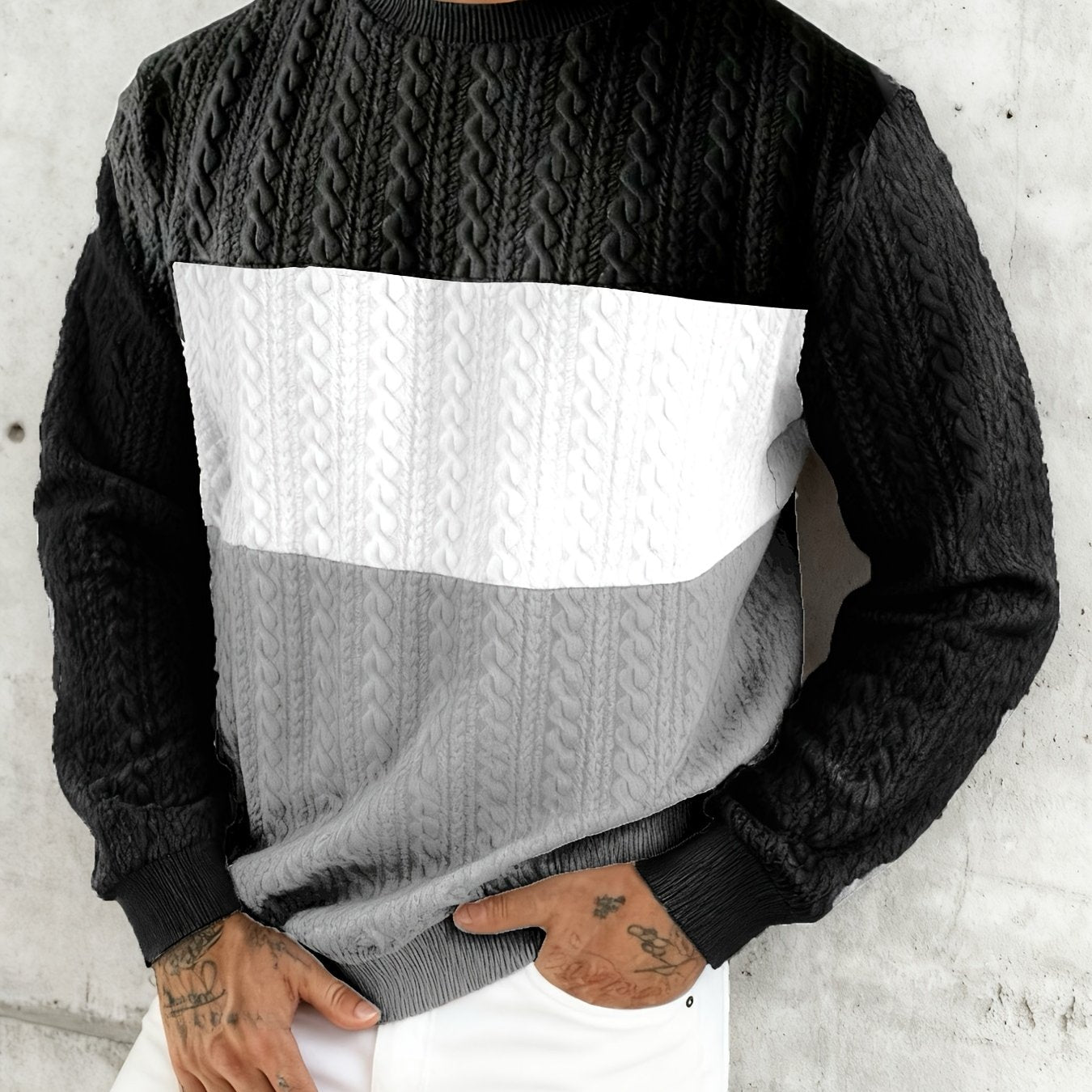 New Autumn And Winter Men'S Pullover Sweatshirt with Jacquard Small Heart Fabric, Suitable for Sports, Leisure, Outdoor Jogging, And Fitness Training, Featuring Long Sleeves