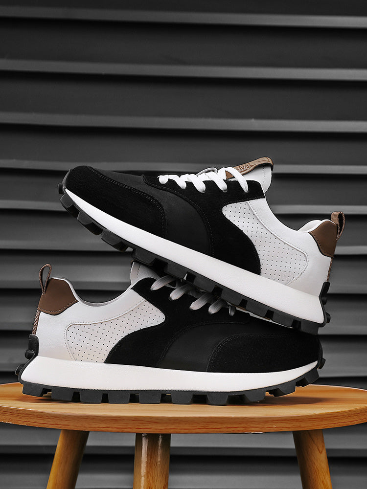 2025 Spring Men'S Breathable Low-Top Sneakers - Thickened Cushioned Rubber Sole, Men'S New Breathable Mesh Platform Dad Shoes Casual Height Increase Sports Shoes