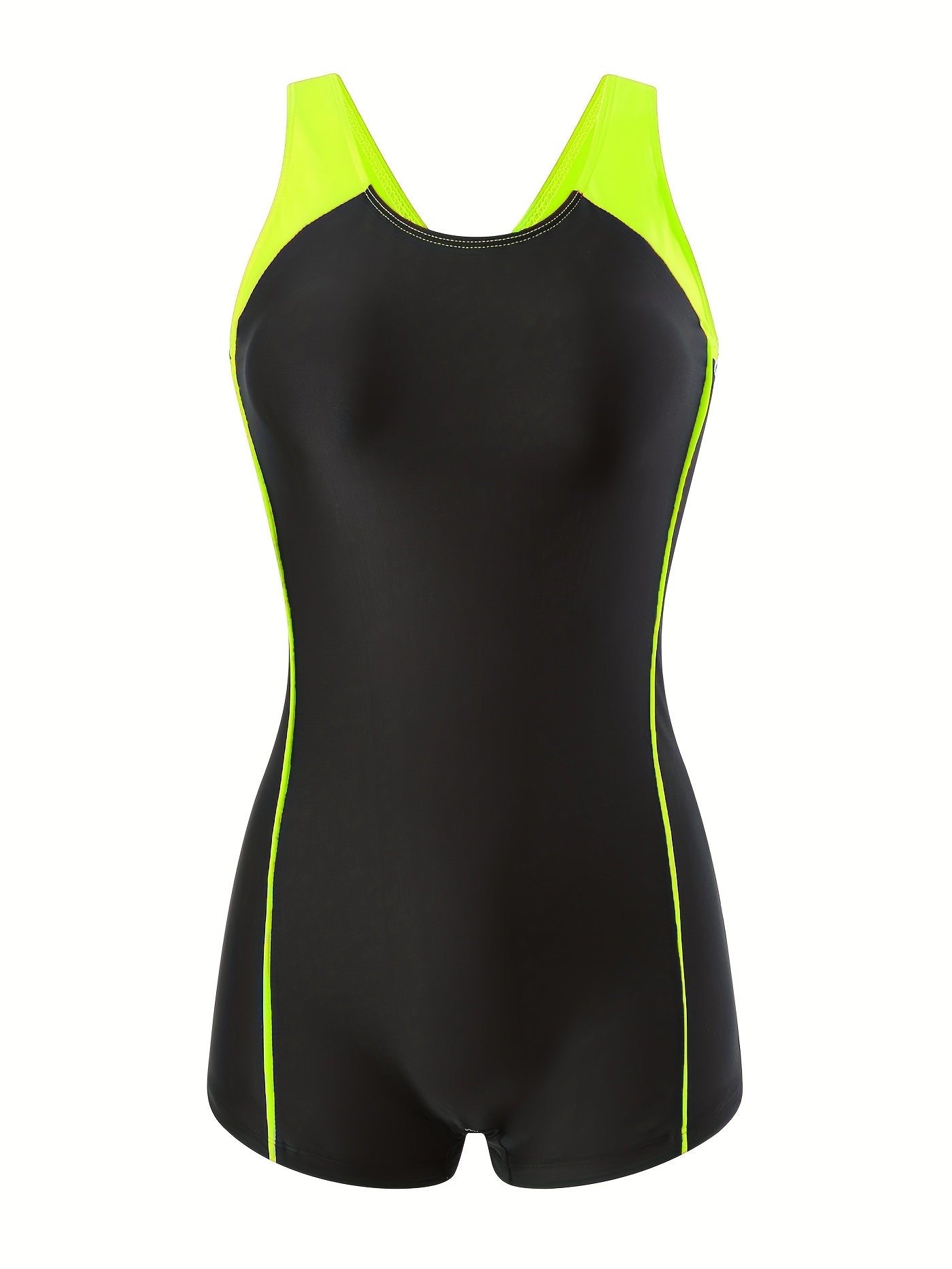 Women’s One-Piece Solid Color Sports Swimsuit with X-Strap
