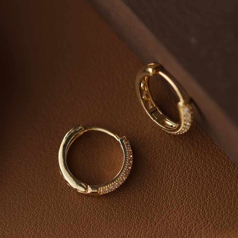Elegant Circular Luxury Earrings with Glass Inlay for Women