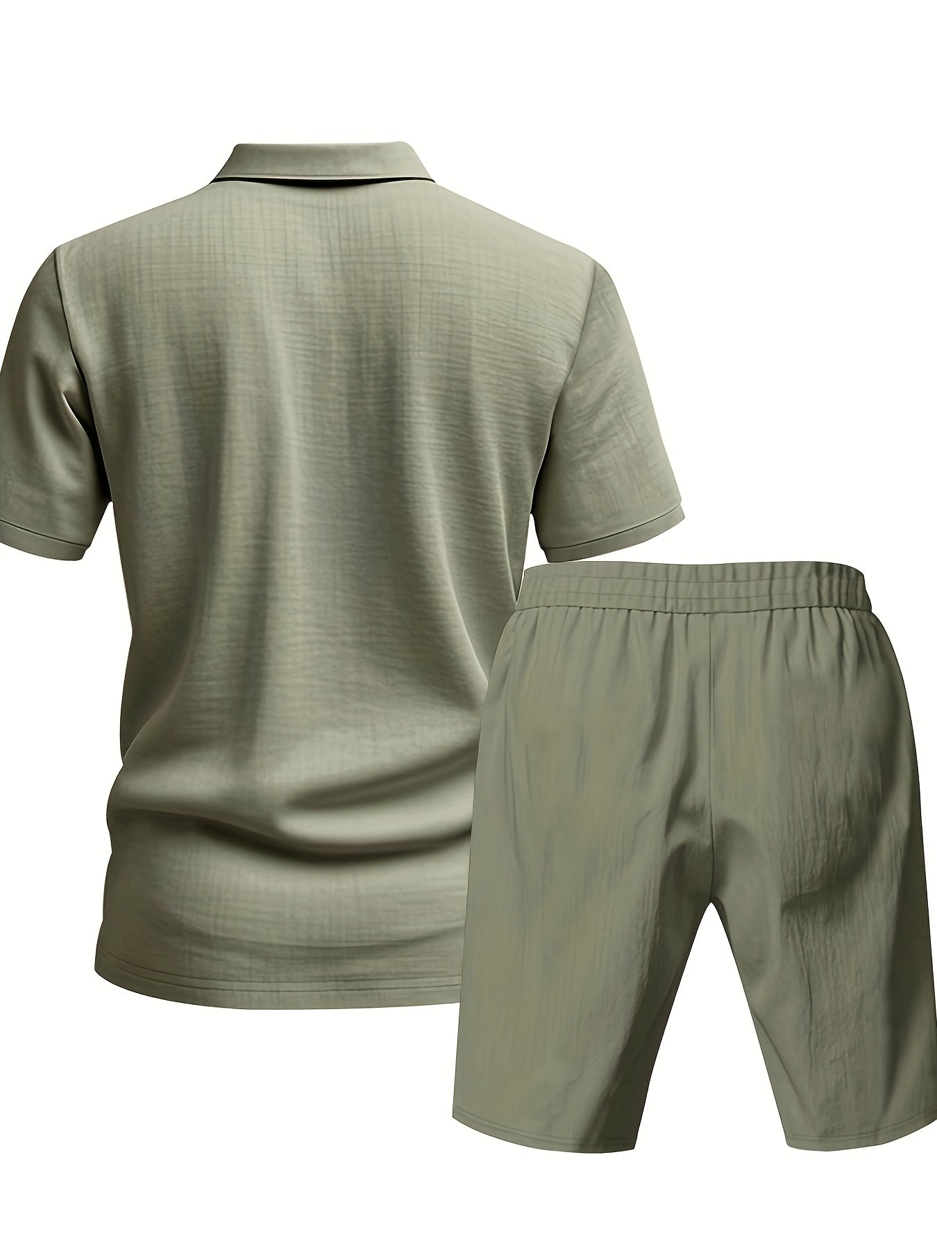Essential for a Cool Summer! Men's Linen Shirt & Shorts Set, Comfortable Casual Outing Choice - Simple Beach Vacation Style Solid Color Linen