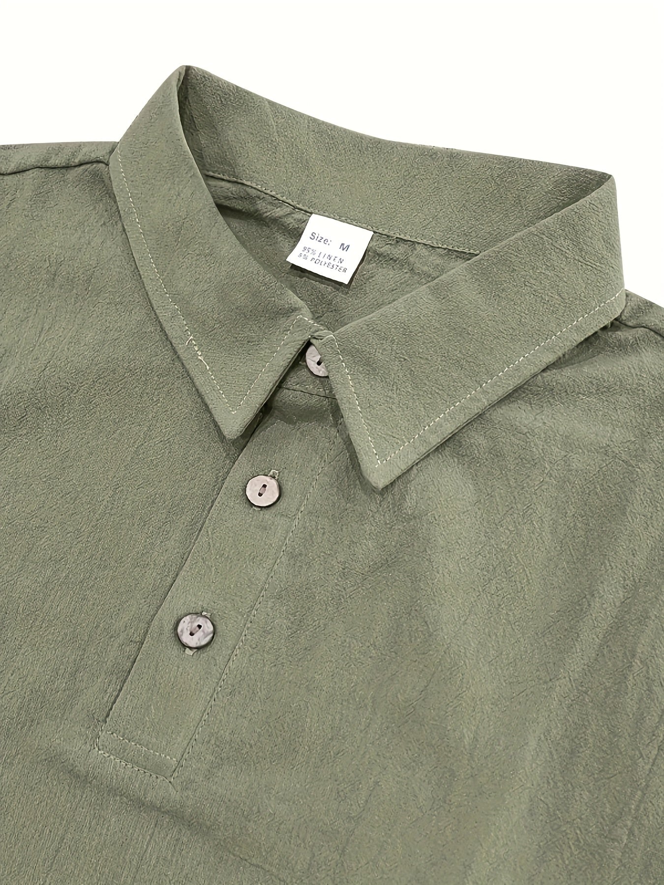 Essential for a Cool Summer! Men's Linen Shirt & Shorts Set, Comfortable Casual Outing Choice - Simple Beach Vacation Style Solid Color Linen