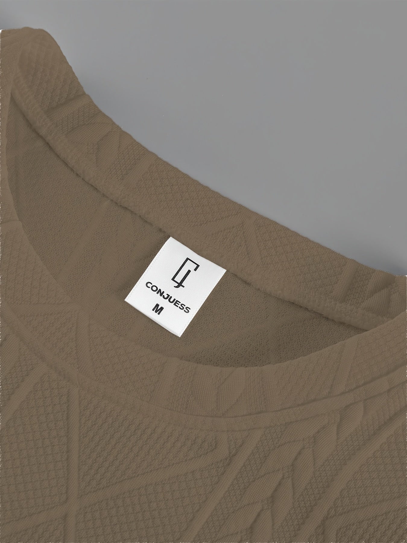 Men'S Textured Round Neck Short Sleeve Pullover & Woven Pants Pajama Set - Brown, Casual Home Wear with Drawstring Waist, Summer Comfort, Everyday Pajamas | Casual Style | Comfortable Fit, Pajamas