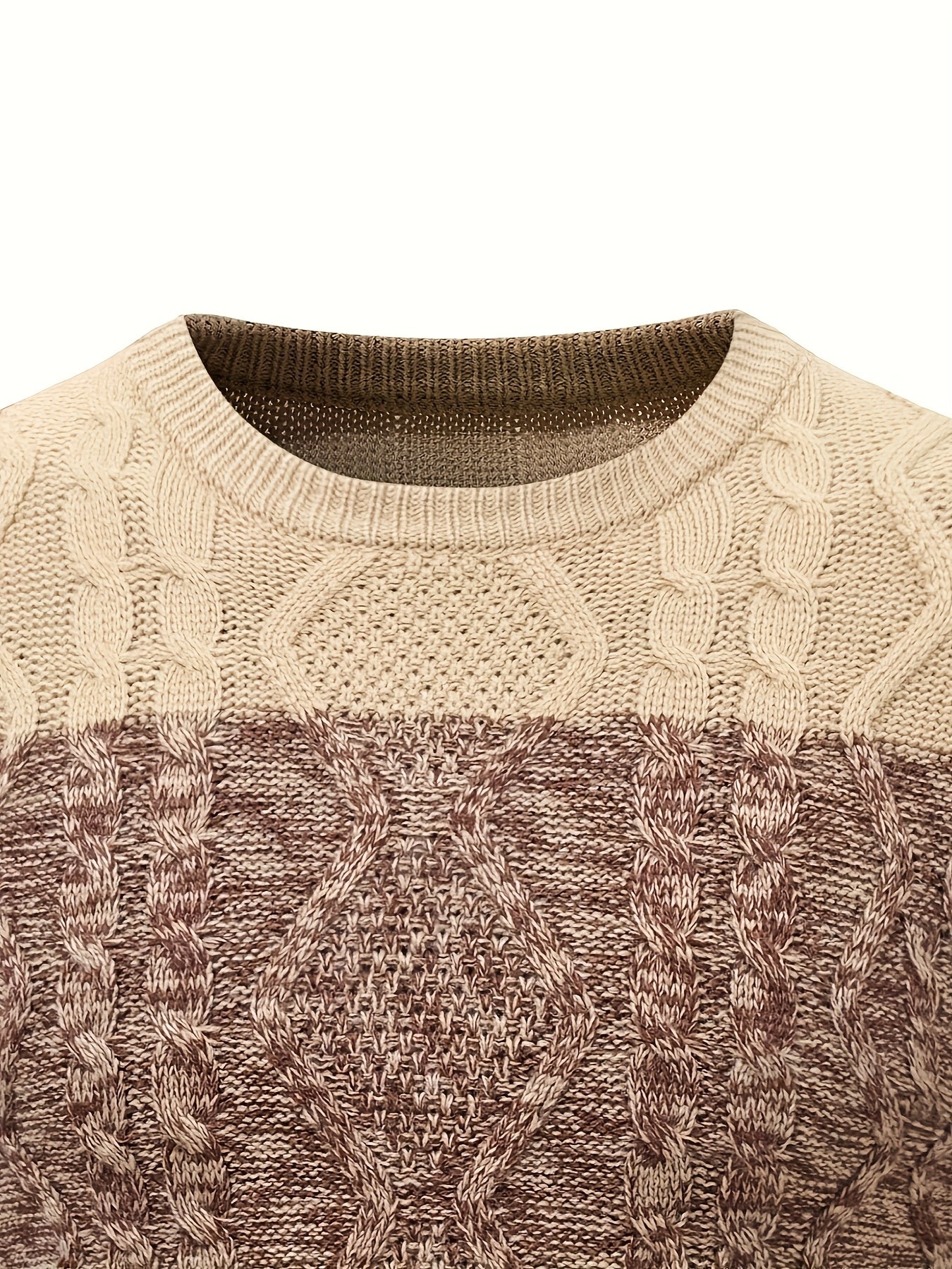 Men'S Casual Pullover Sweater for Spring And Autumn, Featuring a Color-Blocked Cable Knit Design, Made from 100% Acrylic Material.