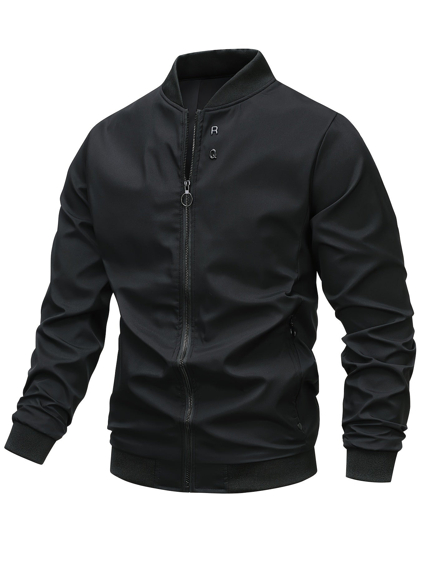 Men's Stylish Windproof Jacket - Solid Color, Stand Collar, Zip-Up with Pockets, Lightweight Polyester for All Seasons, Casual & Outdoor Wear, Allseason Jacket | Zipup Jacket | Polyester Jacket, Windbreaker Jacket