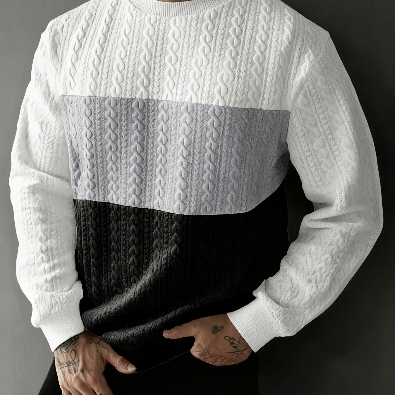 New Autumn And Winter Men'S Pullover Sweatshirt with Jacquard Small Heart Fabric, Suitable for Sports, Leisure, Outdoor Jogging, And Fitness Training, Featuring Long Sleeves