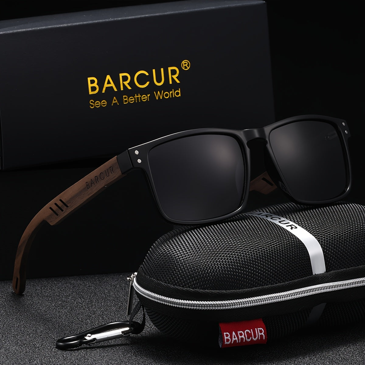 BARCUR Polarized Vintage Wood Sunglasses for Men & Women