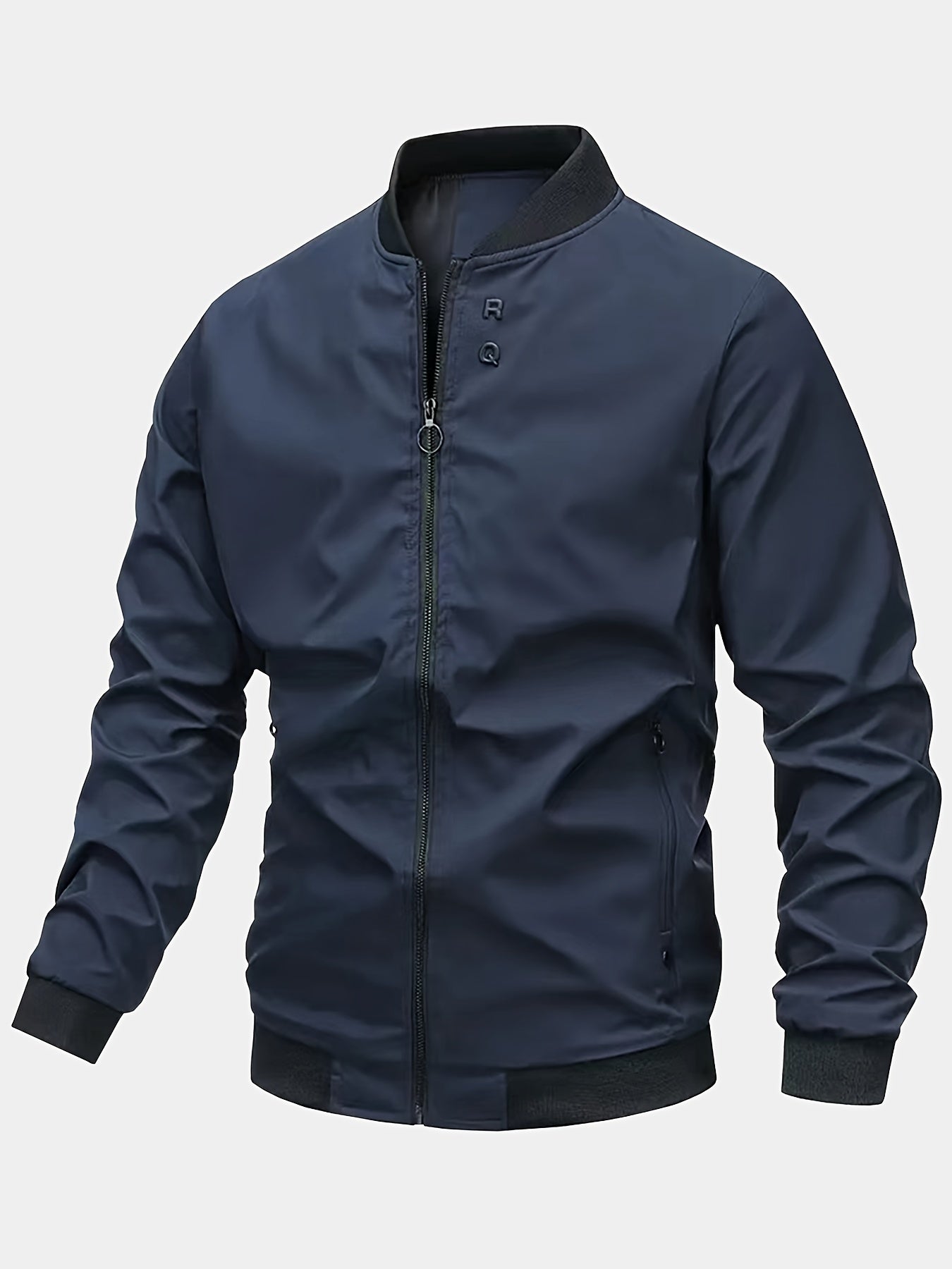 Men's Stylish Windproof Jacket - Solid Color, Stand Collar, Zip-Up with Pockets, Lightweight Polyester for All Seasons, Casual & Outdoor Wear, Allseason Jacket | Zipup Jacket | Polyester Jacket, Windbreaker Jacket
