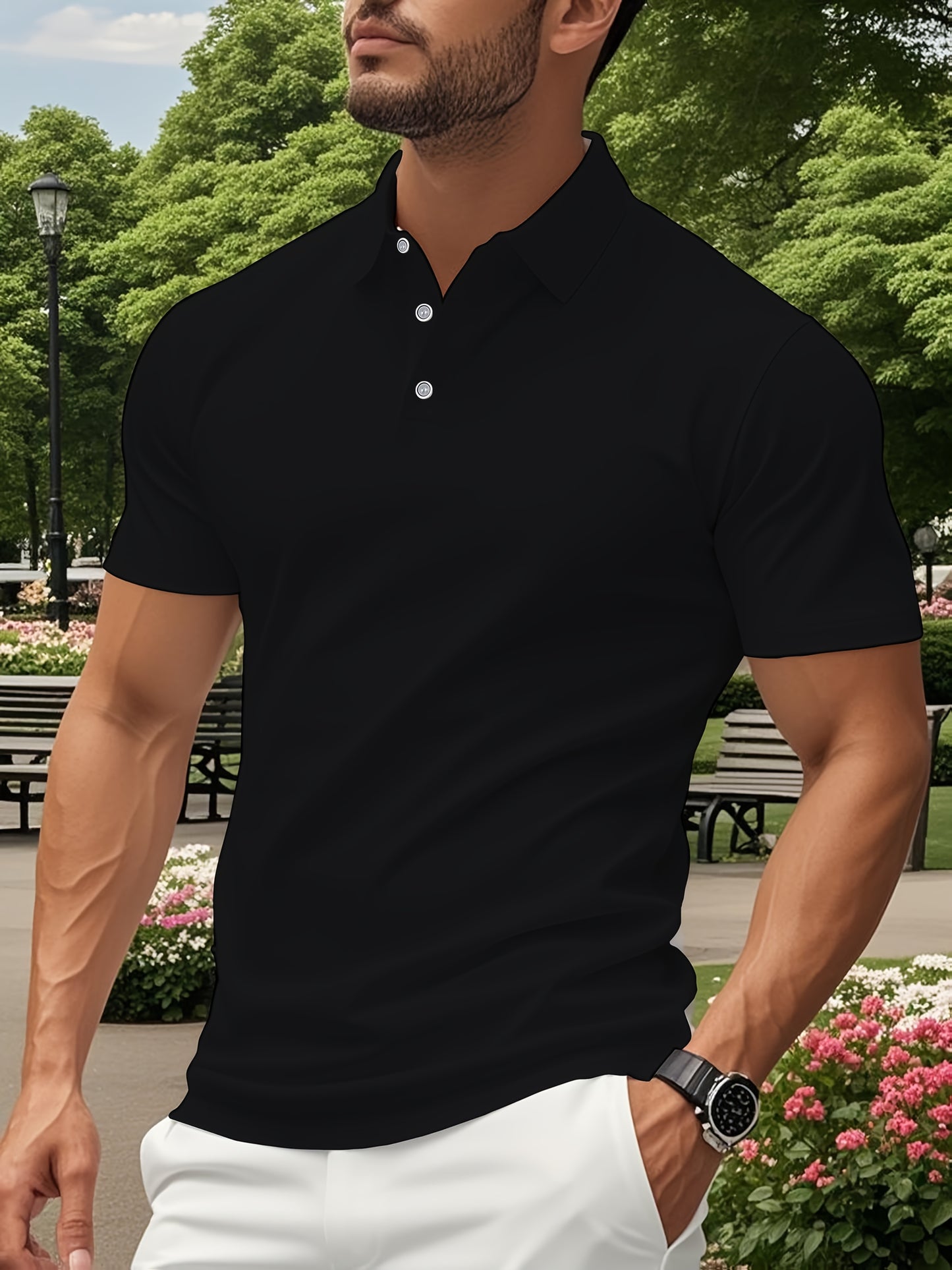 Men's Lightweight Breathable Shirt - Quick-Dry Polyester Button-Up Collar Formal & Casual Business-casual Office Wedding Party Attire - Easy-Care Everyday & Special Occasion Shirt, Easycare Fabric