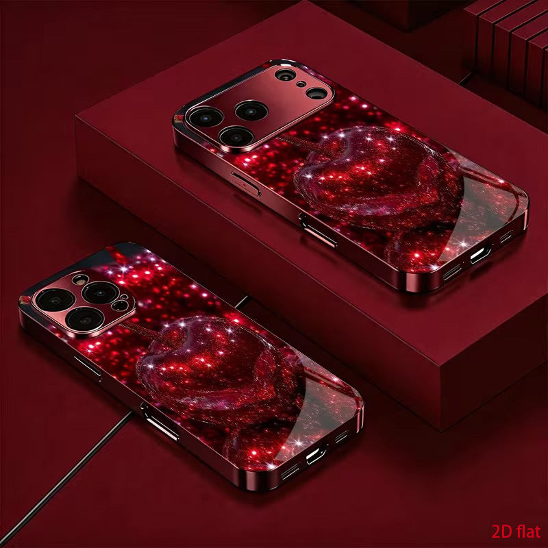 Luxury Red Cherry Acrylic Phone Case for iPhone 15-18 Pro Max
