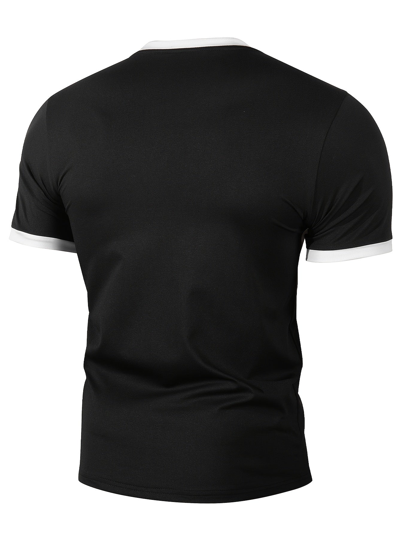 Men'S Casual Slim-Fit T-shirt with White-Edge Color Blocking | Suitable for Daily Outings and Outdoor Activities, Crew Neck, Short Sleeve, Summer Season