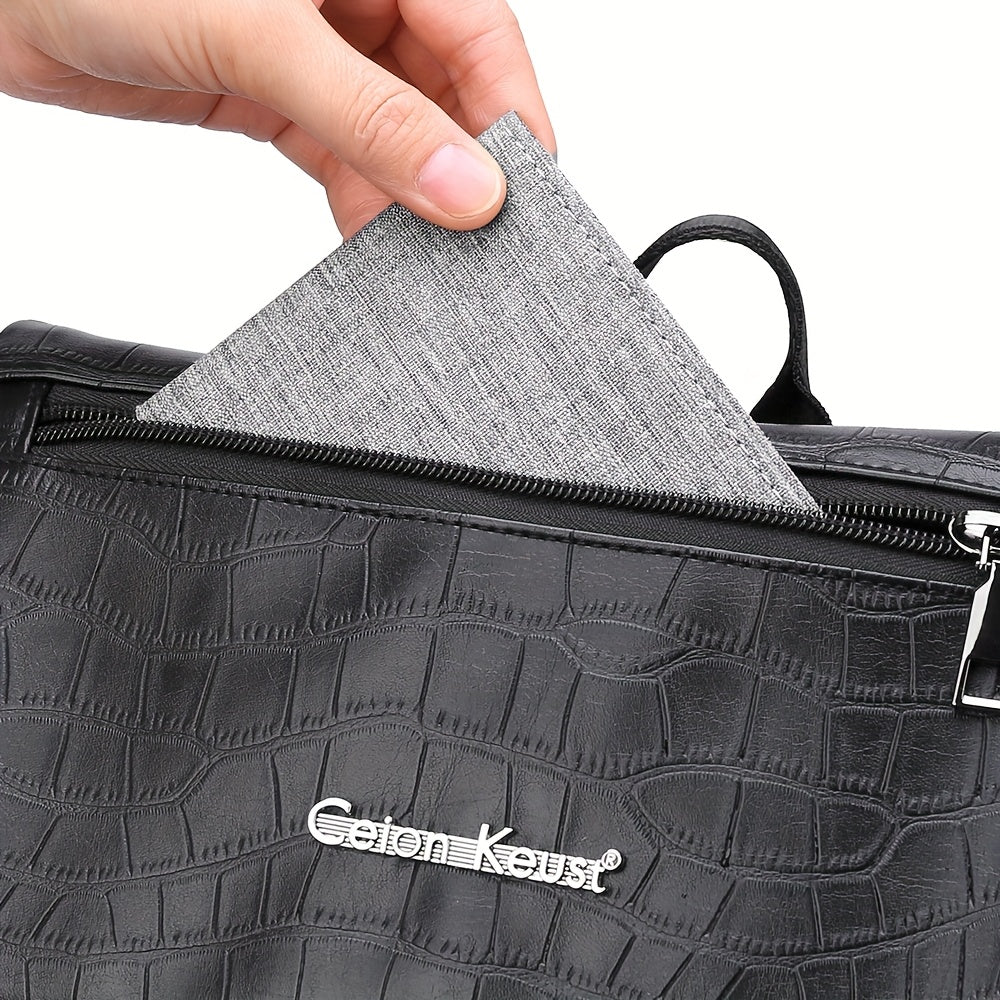 Unisex Backpack with Crocodile Texture, Large Capacity, Anti-Theft, Multi-Compartment, Fits 14-inch Laptop, Casual Travel Business Commute, Minimalist Style, No Battery - Black