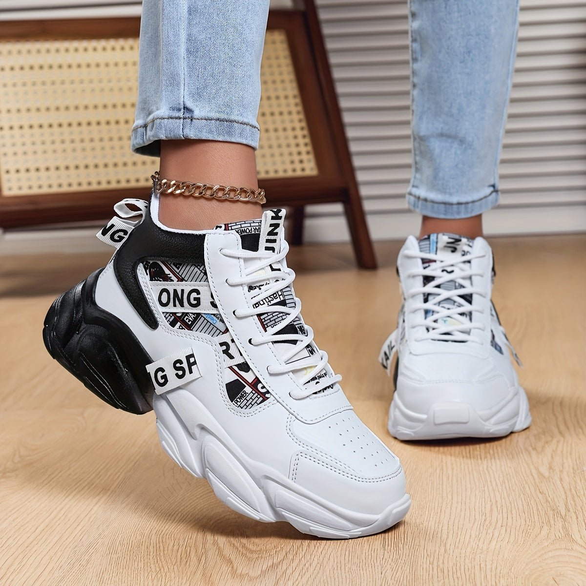Women'S High-Top Plaid Skate Sneakers - Lightweight, Non-Slip, Shock-Absorbing Sneakers with EVA Sole, Synthetic Faux Leather Upper Fabric Lining for All-Season Sports and Casual Wear, Casual Sneakers Stylish Lace-Up Shoe
