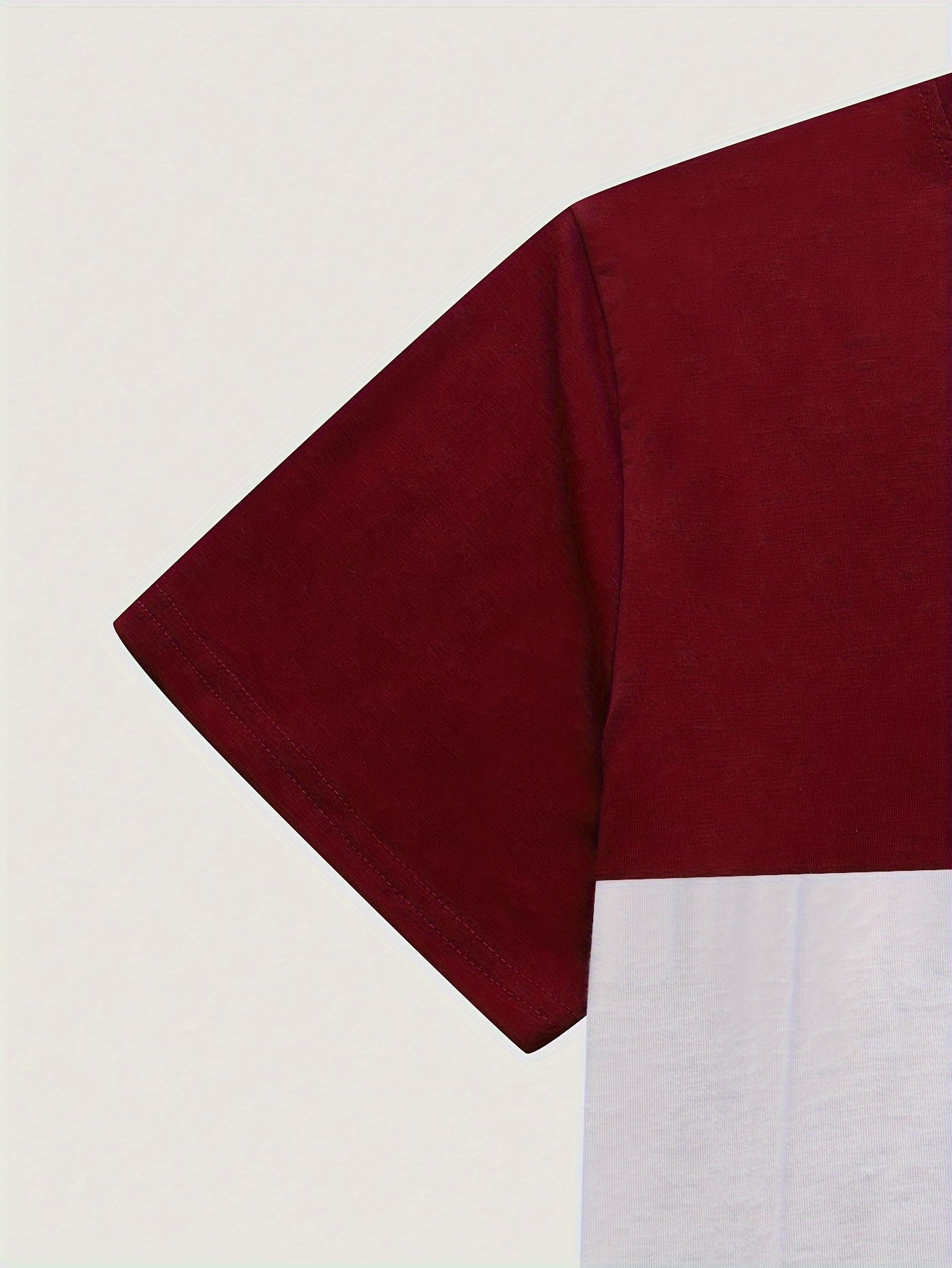 Men's Round Neck T-Shirt, Three-Color Patchwork Top with Asymmetric Double Stripes, Trendy Comfortable Breathable High-Quality Factory-Made Casual Fit