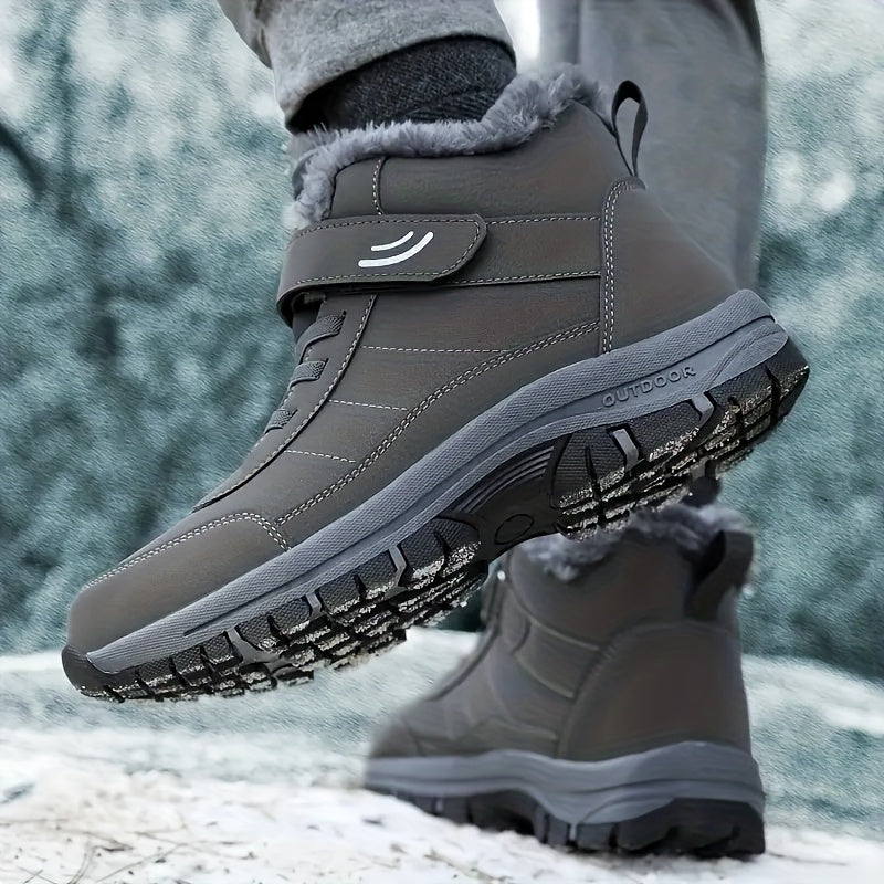 Men's & Women's Heavy-Duty Winter Snow Boots - Thick Short Boots with PU Upper, Rubber Sole & Striped Tread - Hiking, Mountaineering, Ice Climbing Shoes - Warm Cold Weather Footwear (Unisex Sizes Available)