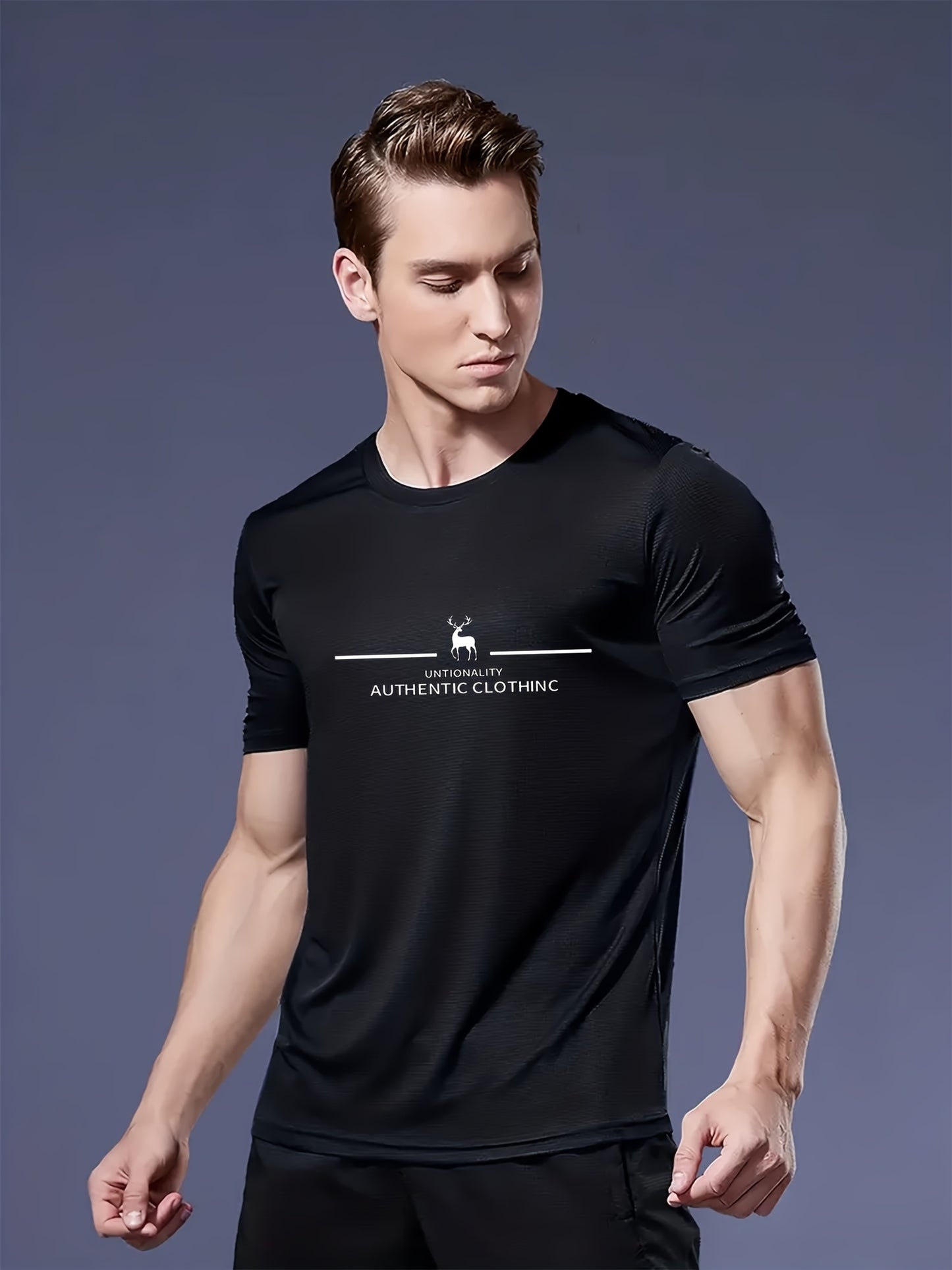 3pcs Mixed Print Deer Pattern Men's Ultra-Lightweight Round Neck T-Shirt - Quick-Dry, Breathable, Sweat-Absorbent Casual Summer Short Sleeve Shirt for Men, Gift Idea with Round Neck Design