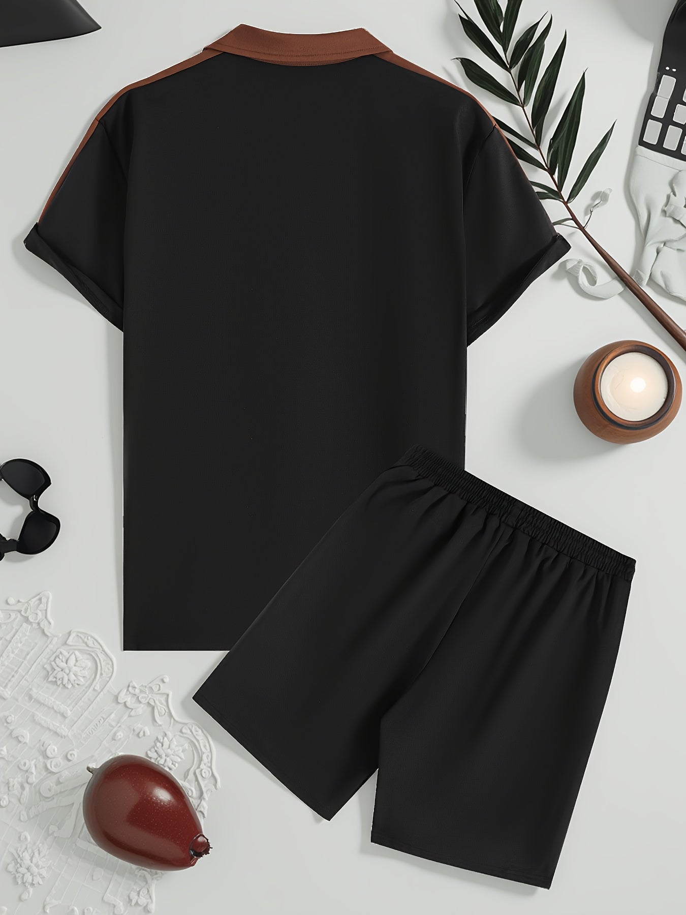 Men's Summer Business Casual Two-Piece Polo and Shorts Set
