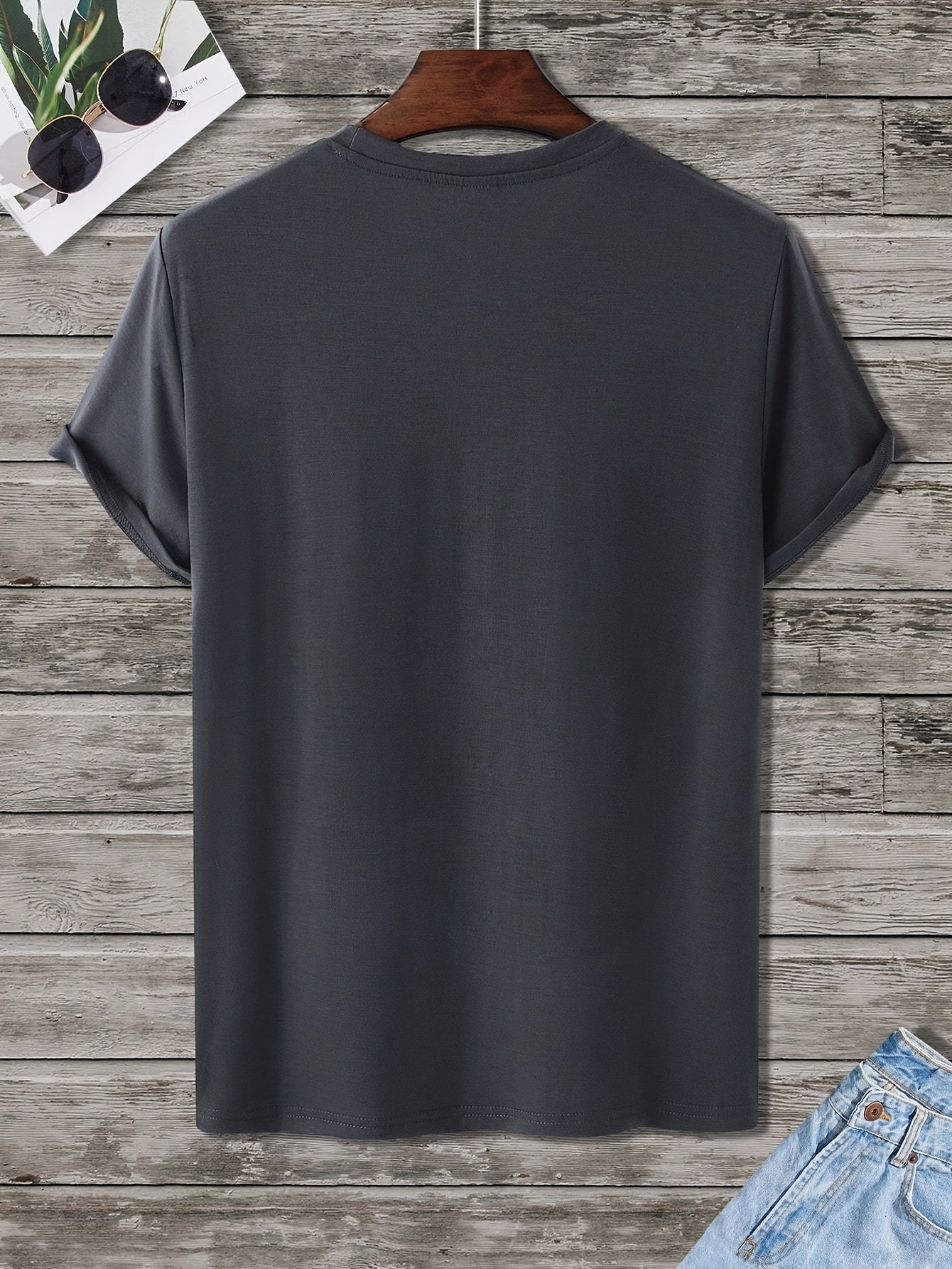 Men's Round Neck T-Shirt, Three-Color Patchwork Top with Asymmetric Double Stripes, Trendy Comfortable Breathable High-Quality Factory-Made Casual Fit