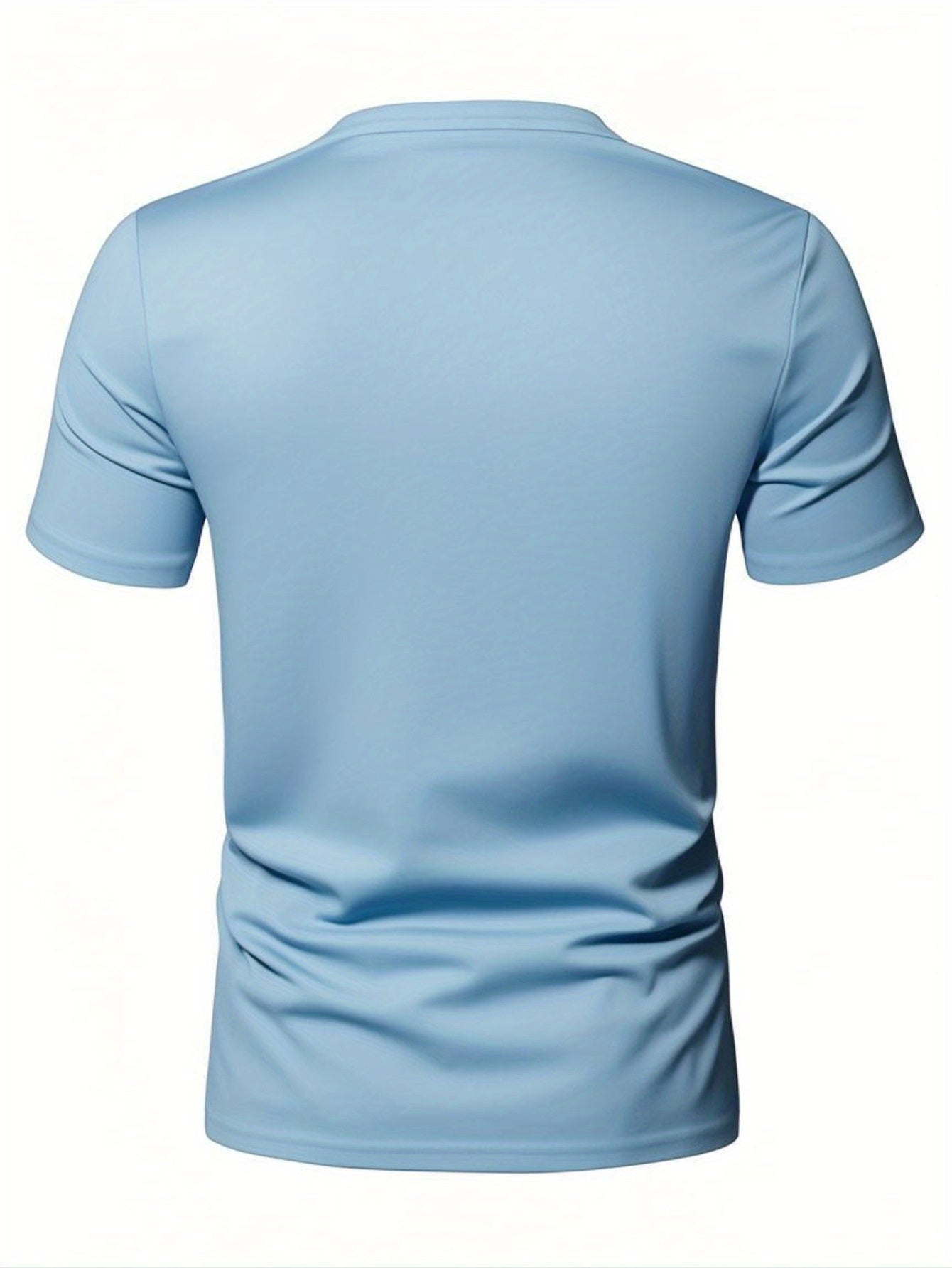 Men's Summer Classic V-Neck Casual T-Shirt - Breathable Regular Fit Short Sleeve Tee, Solid Light Blue for Gym, Outdoor Casual Attire