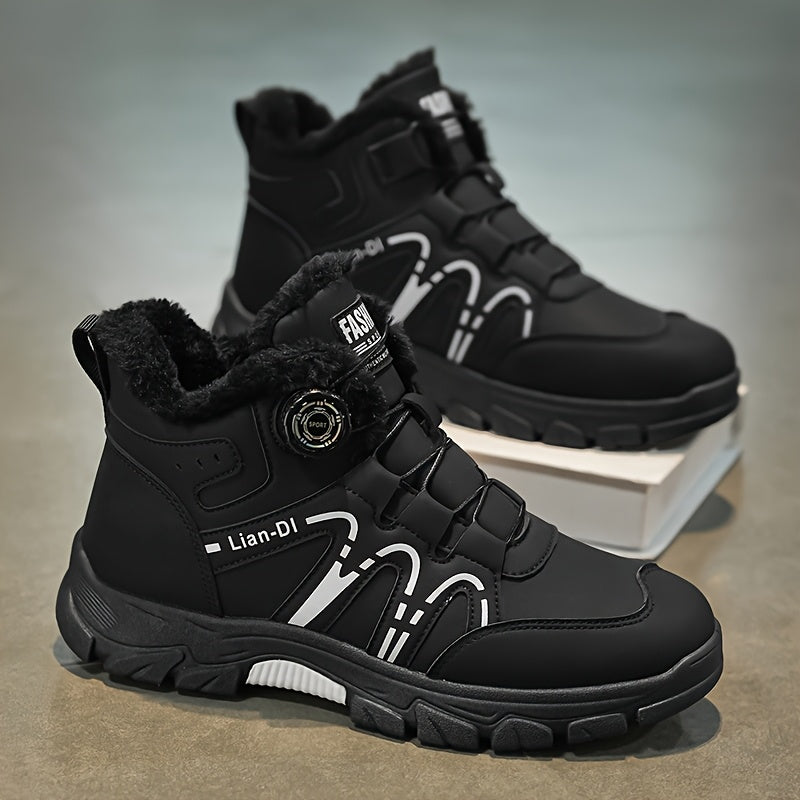 ZQBOBING Men'S Winter Hiking Boots - Slip-Resistant Traction, All-Season Outdoor Trekking Shoes with Cushioned EVA Insole - Lightweight Ankle Support for Mountain Climbing, Snowshoeing, Everyday - Brown/Black Accent - Lace-Up