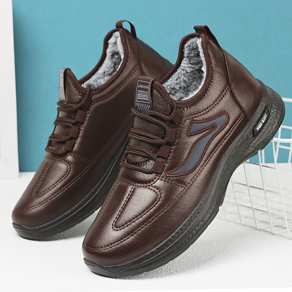 New Winter Men's Versatile Casual Sports Shoes with Fleece Lining, Warm and Comfortable Soft Sole Sneakers