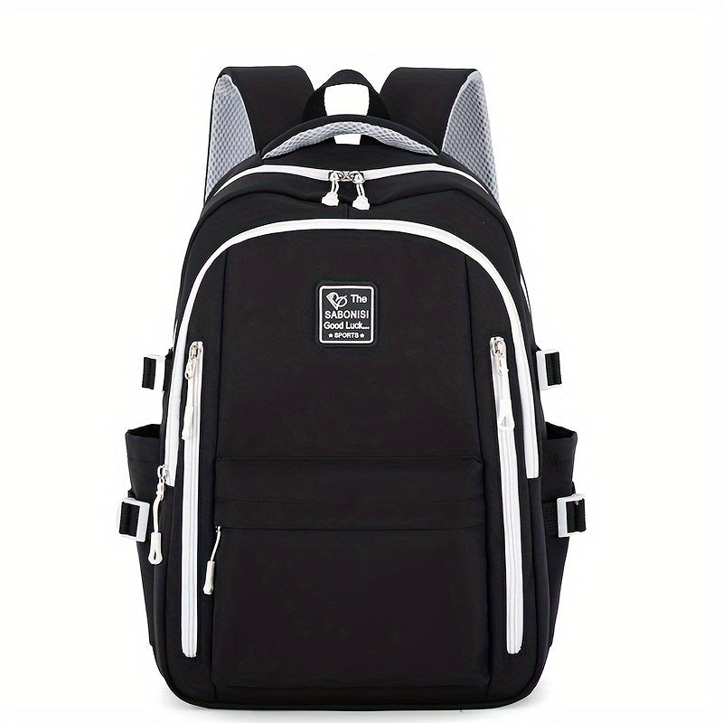 Visually Appealing Two-Tone Travel Backpack - Durable, Nylon, Lightweight with Adjustable Straps, Large Capacity School Bag for Students (No Charm), Casual Daypack Organized Storage Bag, Backpack for School