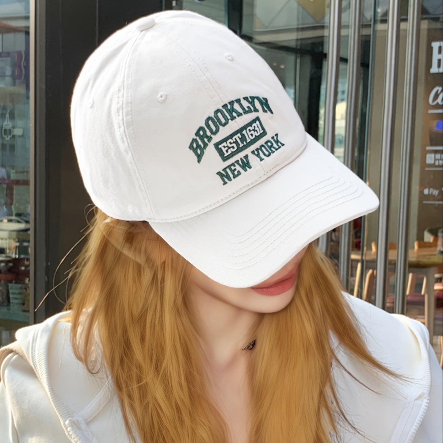 Brooklyn NY Embroidered Baseball Cap, Unisex Polyester Cotton Blend, Lightweight Breathable Sport Cap, Adjustable One Size, Hand Washable, Perfect for Valentine'S Day - Lightweight & Inelastic