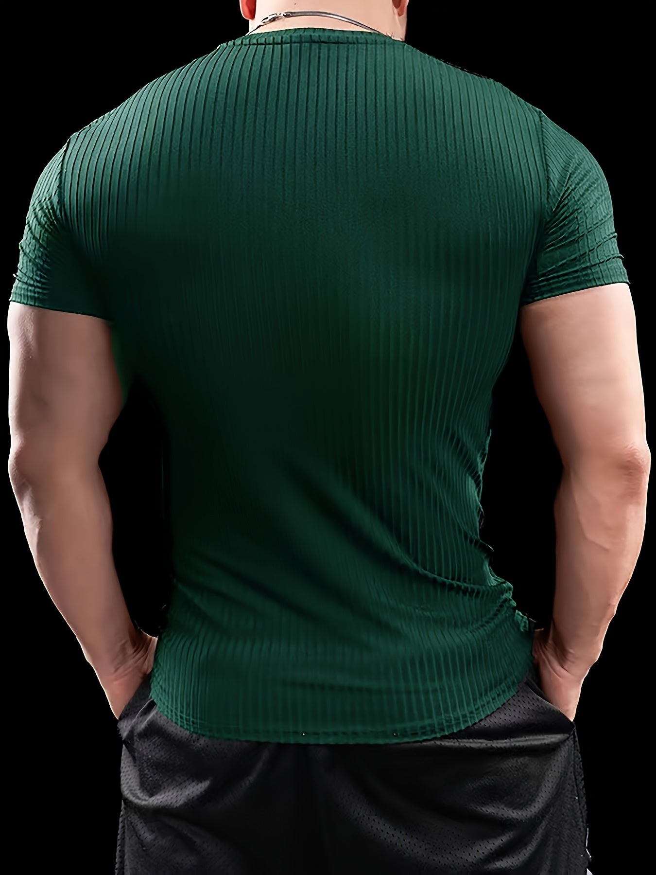 Men's Stretch Fit Short Sleeve T-Shirt - Breathable, Comfortable Polyester Blend, Solid Blue, Crew Neck, Casual Sporty Style for Spring/Summer