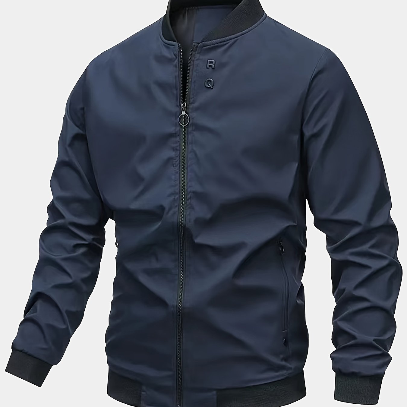 Men's Stylish Windproof Jacket - Solid Color, Stand Collar, Zip-Up with Pockets, Lightweight Polyester for All Seasons, Casual & Outdoor Wear, Allseason Jacket | Zipup Jacket | Polyester Jacket, Windbreaker Jacket