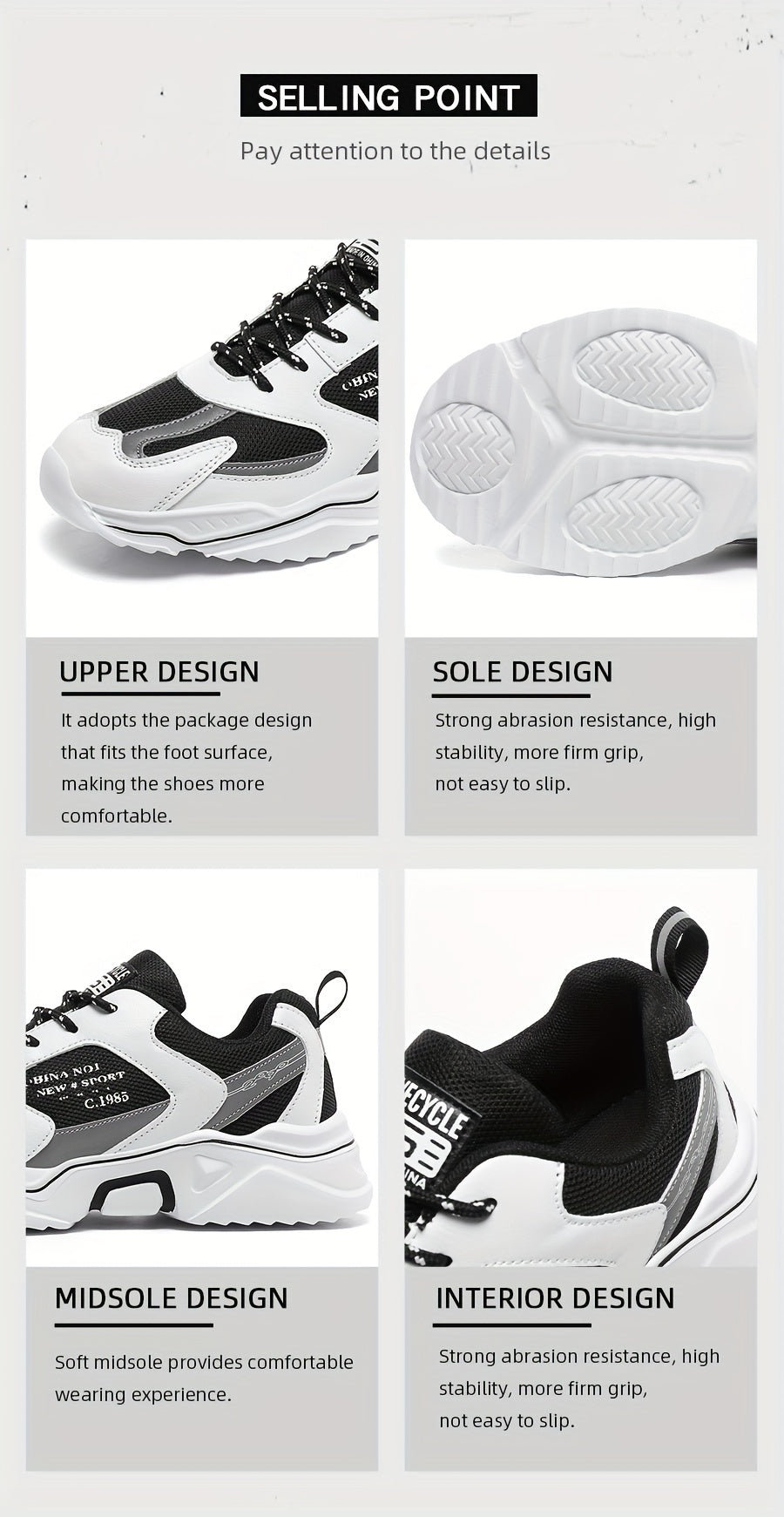 Men's Trendy Chunky Shoes, Comfy Non Slip Lace Up Casual Soft Sole Sneakers For Men's Outdoor Activities
