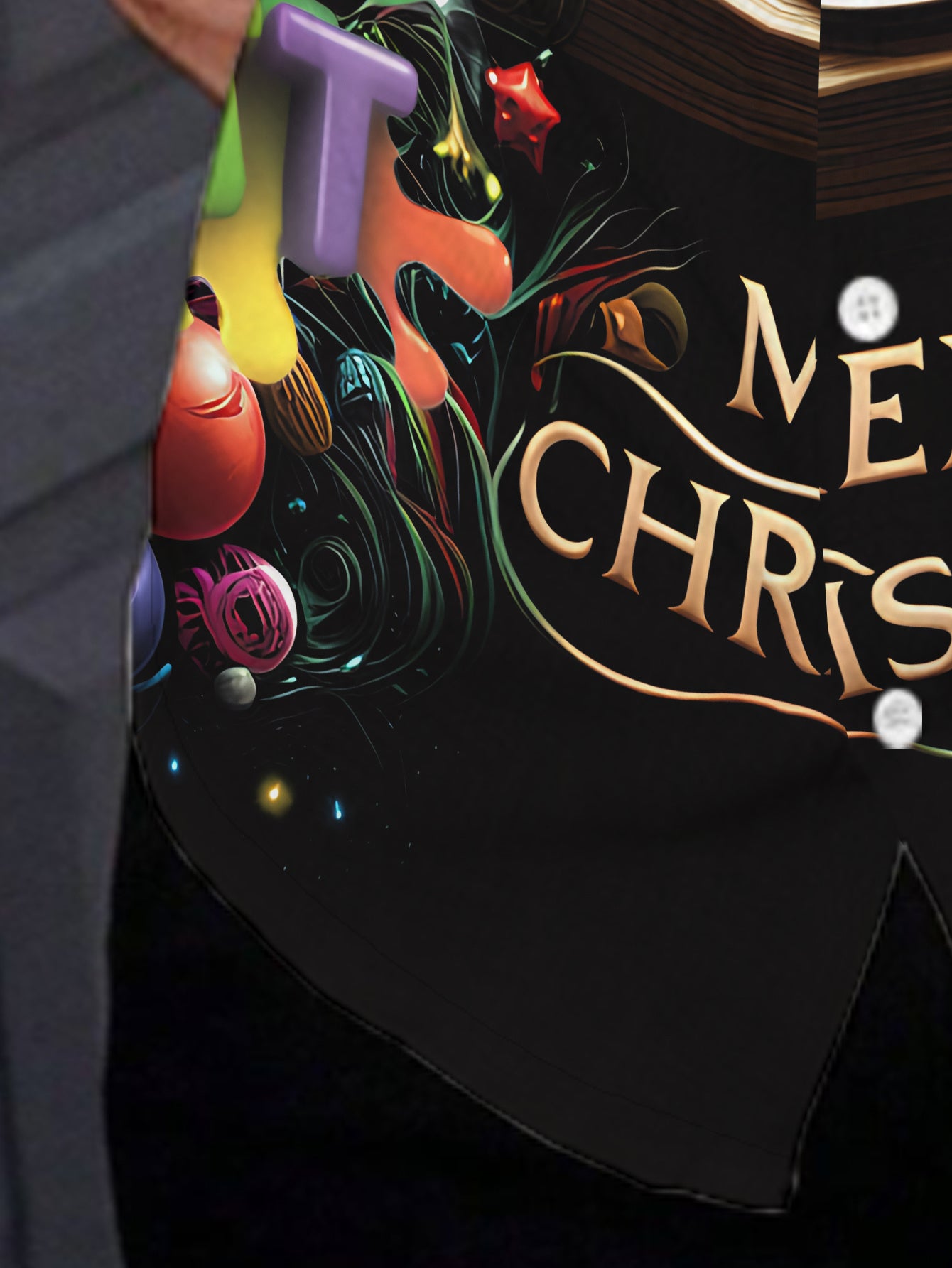 Men's Christmas Santa Claus & Reindeer Print Collar Long Sleeve Shirt - Full-Zipper-Free Button-Front Closure, Non-Stretch Holiday Party Costume or Casual Wear, Machine Washable Festive Attire with All-Over Christmas Motifs (