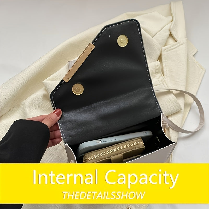 1pc Stylish Black Crossbody Handbag with Golden-Tone Hardware & Diamond Quilted Design - Water-Resistant, Magnetic Closure, Adjustable Strap - Perfect for Daily Commute, Office, or Going Out, Small Crossbody Bag