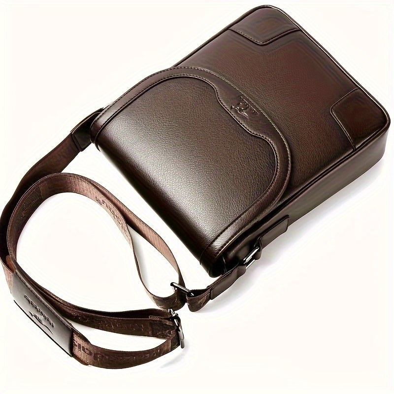 1pc KANDIDER Men's Fashion Crossbody Bag - Brown Vertical Shoulder Satchel with Adjustable Strap, Large Capacity for Business Casual Travel