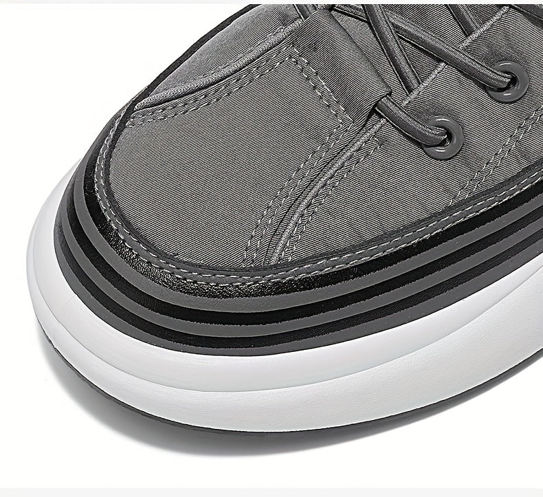 Men's Slip-On Casual Sneakers - Breathable Comfortable Low-Top Shoes with Elastic Panels, PU Upper PVC Sole for Outdoor Hiking, Running, Daily Wear - All-Season Versatile Streetwear, Hiking Street Shoes, Modern Street Shoes