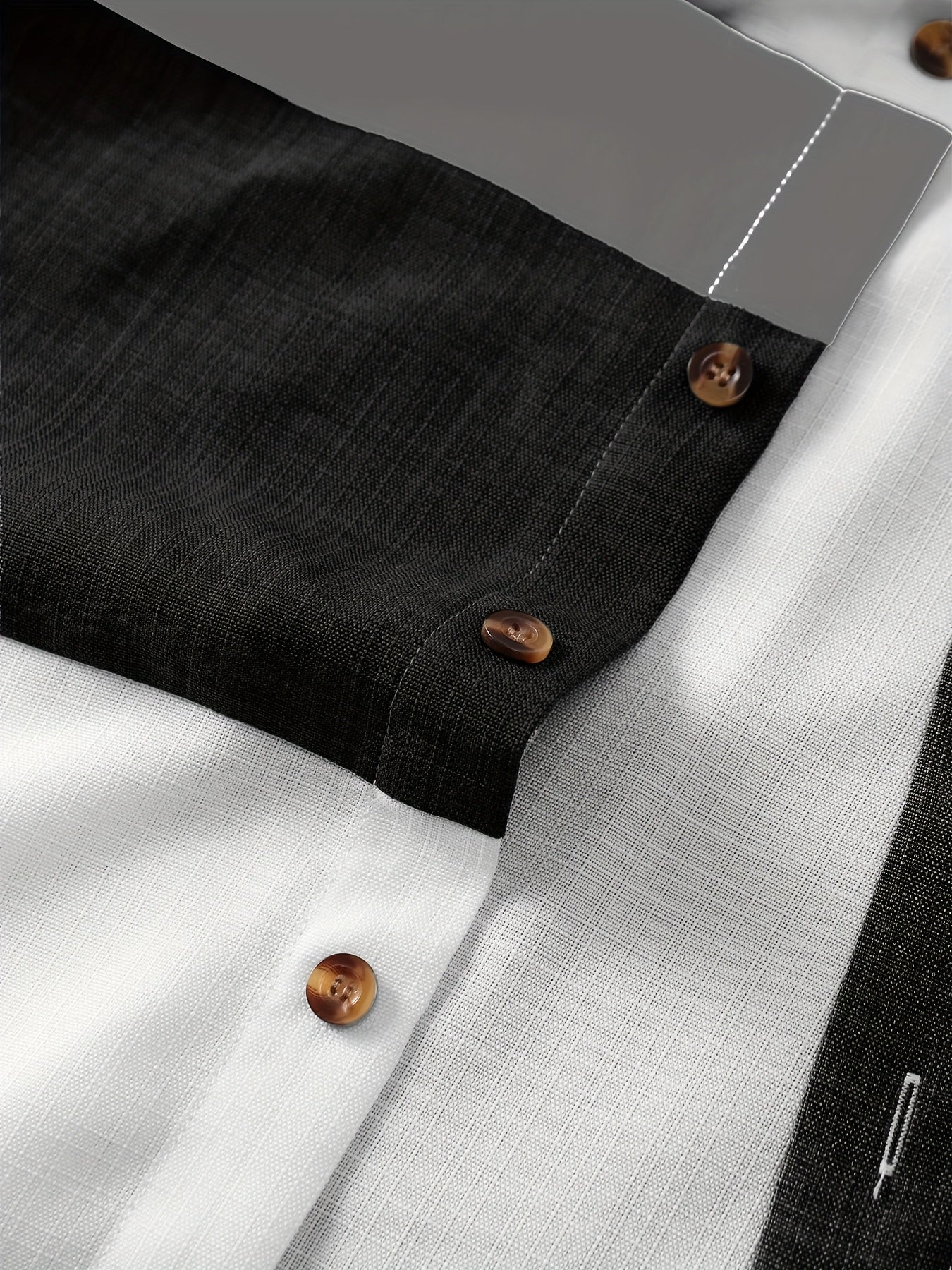 Men'S Casual Solid Color Two-Tone Suit with Stand Collar, Three-Color Imitation Linen, Exquisite Button, Double Short, Solid Color Set