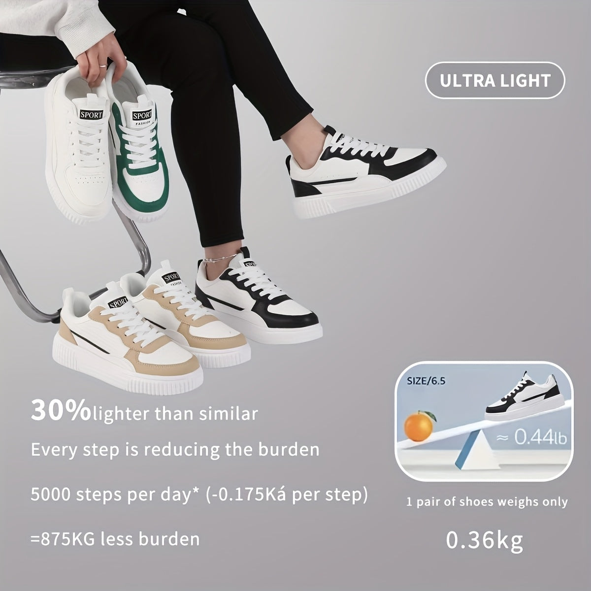 Unisex Low-Top Sneakers - White Green colorblock design, Lace-Up Closure, Cushioned EVA Sole - All-Season Casual Shoes for Men Women - Skateboarding, Everyday, Formal Events - Easy-Clean Synthetic Cover Upper, Everyday Fo