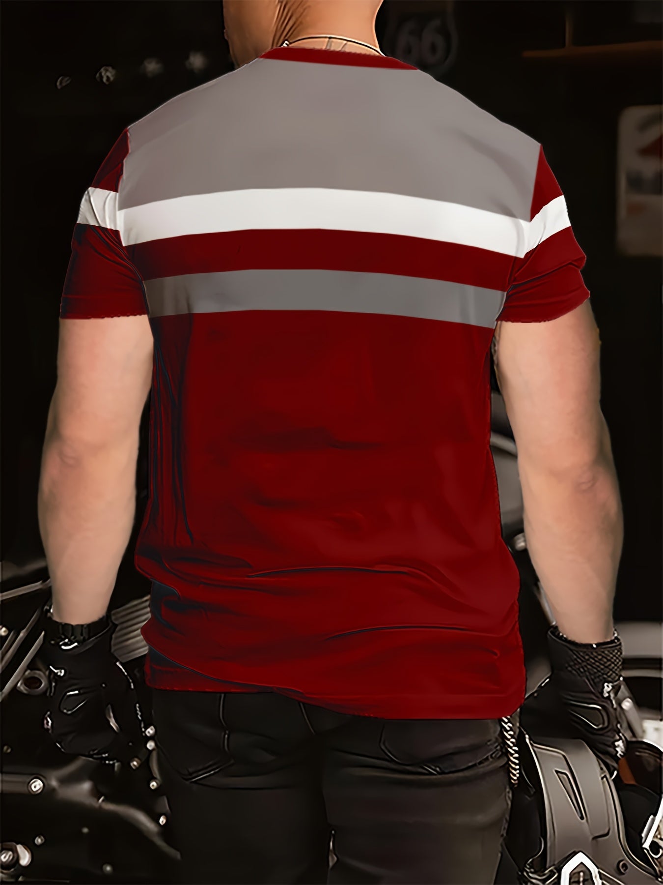 Men'S 3D Digital Print Short Sleeve T-Shirt - Vibrant Color Block Stripes Bull Head Logo, Breathable Lightweight Fabric, Regular Fit All-Season Casual Top, Durable Urban Style Tee, Versatile Clothing, Modern Fashion, Comfor