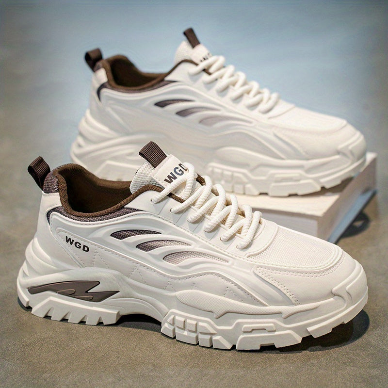 Men's Sneakers - Lightweight Cushioned Platform Sneakers with Non-Slip PVC Outsole, Breathable Low-Top design for Gym, Running, Casual - All-Season Everyday Formal Shoes - Black, Sleek Shoe Design, Fabric Lined Interior