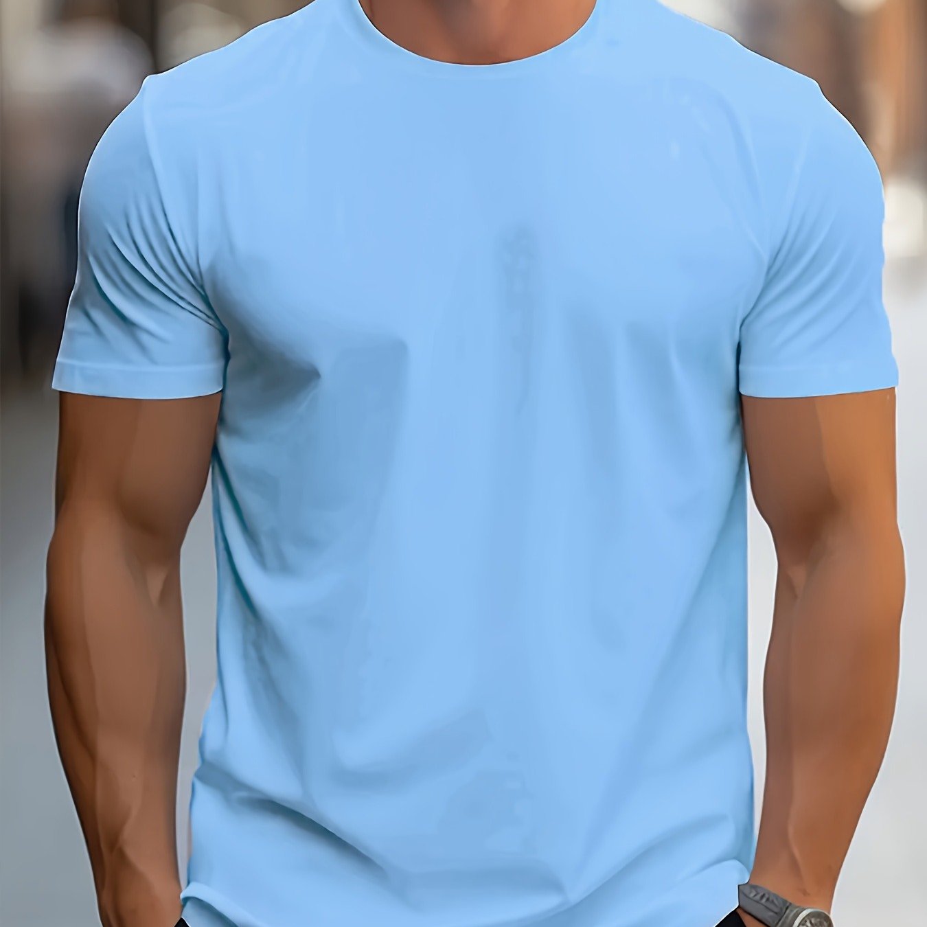 1pc Men's Spring Summer Casual Short Sleeve T-Shirt - Solid Black, Regular Fit Round Neck, Breathable Fabric for Gym, Outdoor Casual Attire, Gym Shirts, Durable Casualwear, Smooth Texture