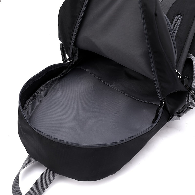 40L Black Oxford Backpack for Hiking, Travel & Outdoor Adventures - Lightweight, Durable with Adjustable Straps, Design, Perfect for Camping, Cycling & Student Use