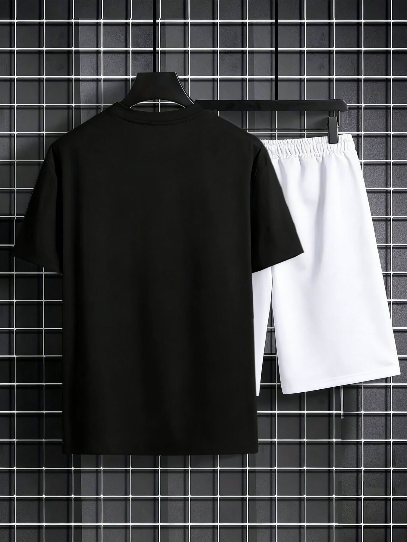 Men's Summer Short Sleeve T-Shirt and Shorts Set with Spartan Helmet P