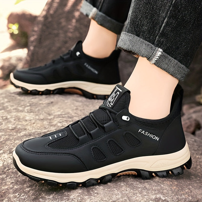 Men'S Breathable Comfortable Casual Low-Top Sneakers - Stylish Woven Knit Design, Lightweight Skate Shoes for All Seasons, Brown Beige Colorway, Slip-On with Elastic Straps, Round Toe, PVC Sole, Fabric Lining, Casual Footwe