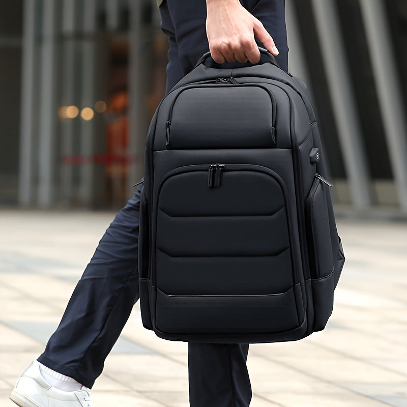 FENRUIEN Men'S Large Capacity Expandable Backpack with USB Charging, 39.62cm Laptop Bag, Durable Oxford Fabric, Multiple Compartments for Travel and Business Use, Travel Backpack Minimalist Backpack Durable Zippers, Lapto