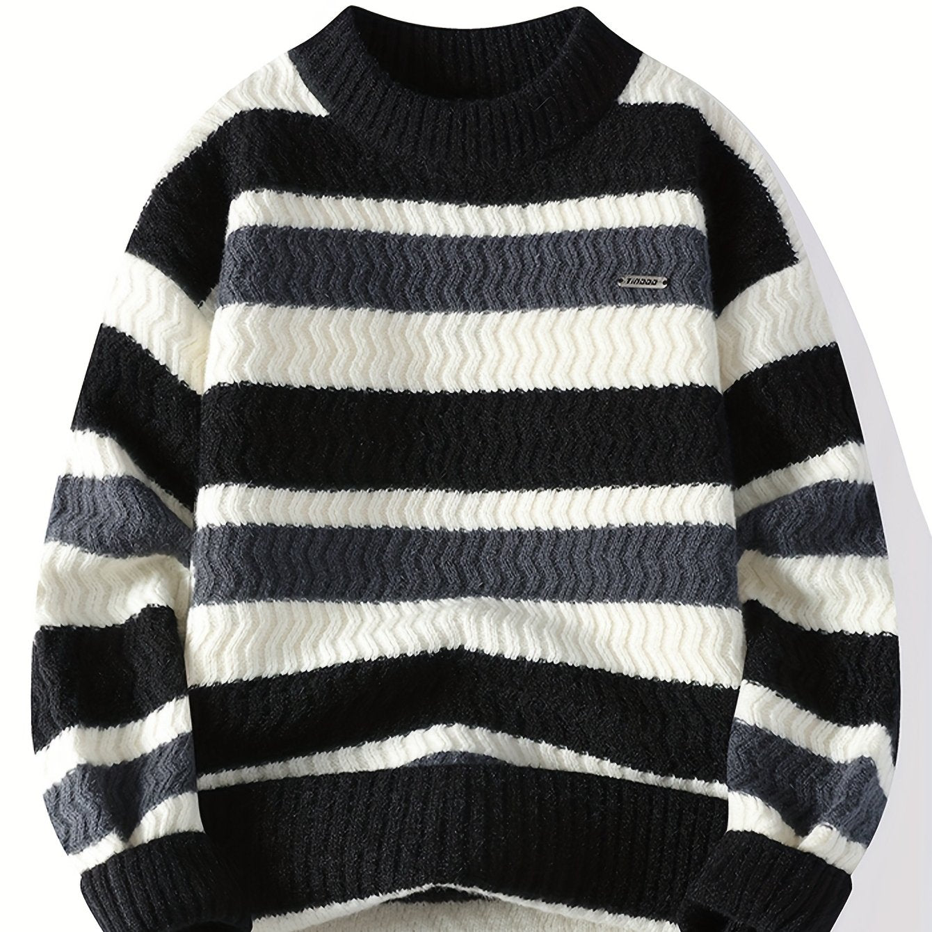 Autumn and Winter New Men's Twisted Stripe Round Neck Knit Sweater for Middle-Aged Comfortable Warm Top